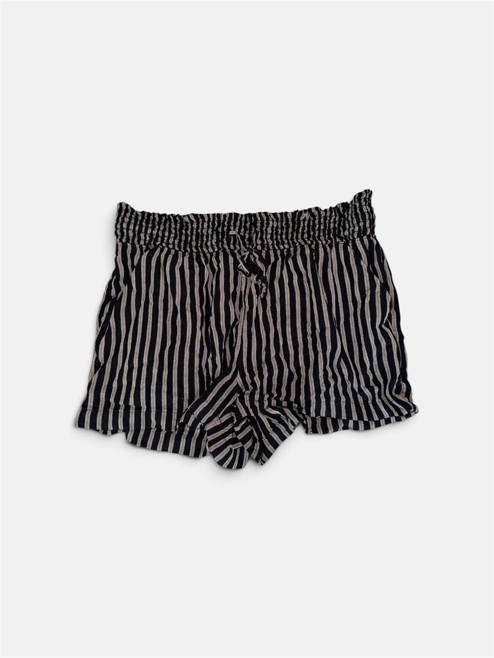 SO Black and White Vertical-Stripe High Waist Shorts